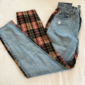 NWT - ZGY Denim Hi Mum High Straight Crop Flannel Jeans